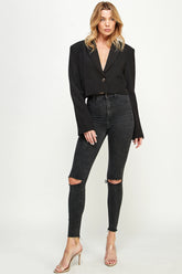 Cropped Oversized Button Blazer